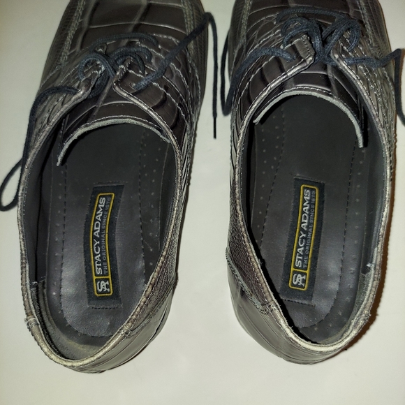 Men's croc embossed leather gray dress shoes by Stacy Adams - Picture 11 of 15